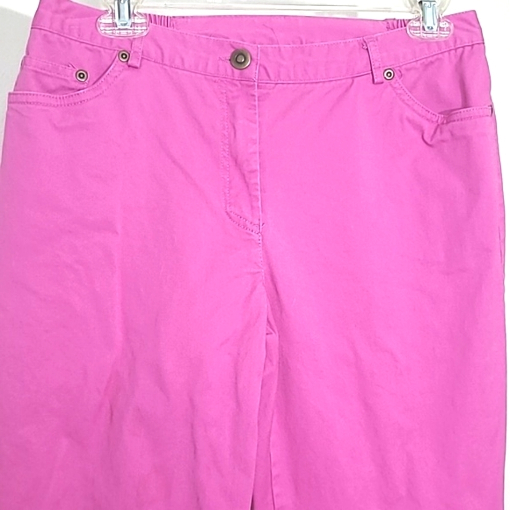 Bright Pink Button Embellished Capris Ruby Rd. St… - image 2